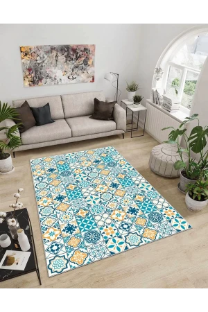 Dijidekor Işıltı Koleksiyonu Model294 Süngerli Dijital Baskılı Saçaksız Mutfak Halısı Yolluk