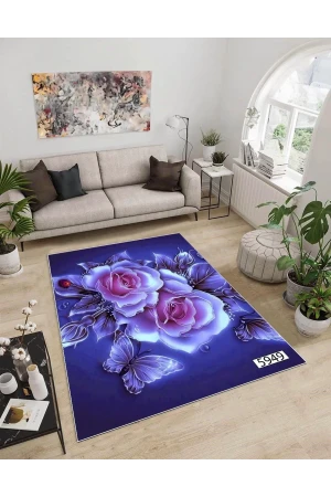 Dijidekor Işıltı Koleksiyonu Model4 Süngerli Dijital Baskılı Saçaksız Mutfak Halısı Yolluk