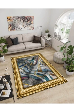 Dijidekor Işıltı Koleksiyonu Model45 Süngerli Dijital Baskılı Saçaksız Mutfak Halısı Yolluk