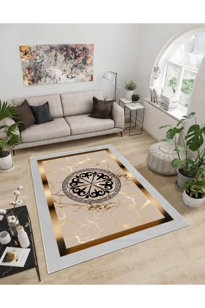 Dijidekor Işıltı Koleksiyonu Model46 Süngerli Dijital Baskılı Saçaksız Mutfak Halısı Yolluk