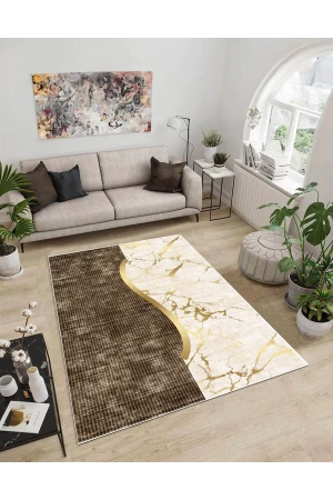 Dijidekor Işıltı Koleksiyonu Model58 Süngerli Dijital Baskılı Saçaksız Mutfak Halısı Yolluk