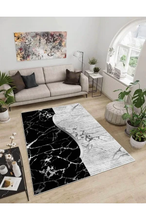 Dijidekor Işıltı Koleksiyonu Model60 Süngerli Dijital Baskılı Saçaksız Mutfak Halısı Yolluk