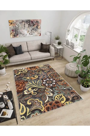 Dijidekor Işıltı Koleksiyonu Model85 Süngerli Dijital Baskılı Saçaksız Mutfak Halısı Yolluk