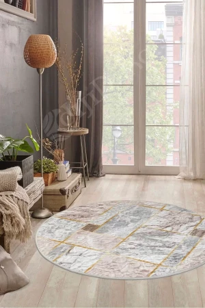 Halı Açık Vizon Cool Yıkanabilir Yuvarlak Delüxe Yolluk Kilim Salon Halısı Modelleri