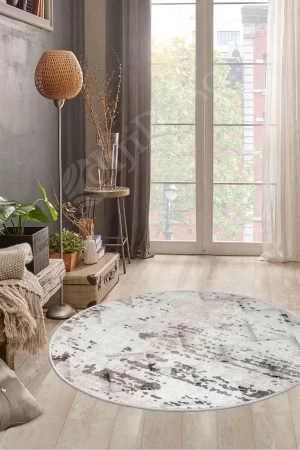 Halı Bej Cool K1280 Yıkanabilir Yuvarlak Kesme Ince Yolluk Kilim Salon Halısı Modelleri