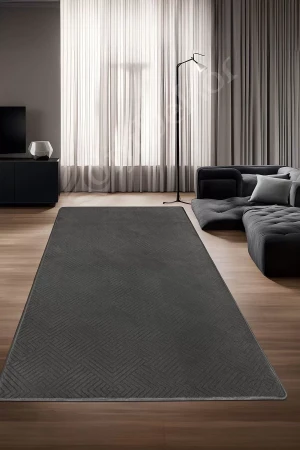 Halı Cool Antrasit Pramit Desenli Kaymaz Yıkanabilir Yolluk Kilim Salon Halısı Modelleri