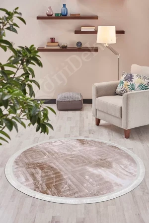 Halı Devetüyü Cool Karo Saçaklı Yuvarlak Kesme Ince Yolluk Kilim Salon Halısı Modelleri