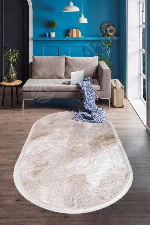 Halı Devetüyü Cool Yıkanabilir Saçaklı Oval Delüxe Yolluk Kilim Salon Halısı Modelleri