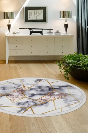 Halı Gold Kristal Saçaklı Yuvarlak Kaymaz Kesme Ince Yolluk Kilim Salon Halısı Modelleri