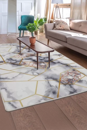 Halı Gold Kristal Yıkanabilir Saçaksız Kare Kesme Ince Yolluk Kilim Salon Halısı Modeli
