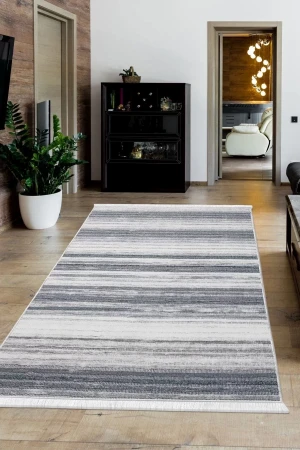 Halı Gri 9026 Cool Yıkanabilir Saçaklı Kesme Ince Yolluk Kilim Salon Halısı Modelleri