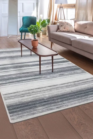 Halı Gri 9026 Cool Yıkanabilir Saçaksız Kesme Ince Yolluk Kilim Salon Halısı Modelleri