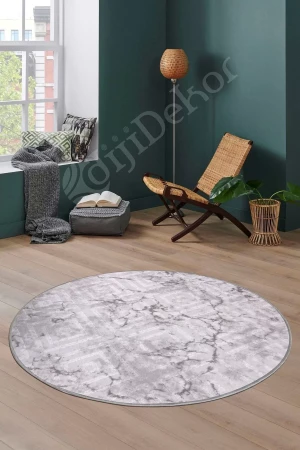 Halı Gri Cool Karo Yıkanabilir Yuvarlak Kesme Ince Yolluk Kilim Salon Halısı Modelleri