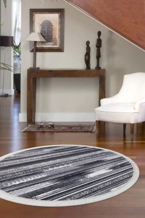 Halı Gri Cool Köln Saçaklı Yuvarlak Kaymaz Kesme Ince Yolluk Kilim Salon Halısı Modelleri