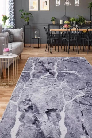Halı Gri Granit Yıkanabilir Saçaksız Kesme Ince Yolluk Kilim Salon Halısı Modelleri
