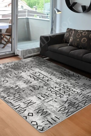 Halı Gri Iskandinav Yıkanabilir Saçaksız Delüxe Yolluk Kilim Salon Halısı Modelleri