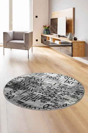 Halı Gri Iskandinav Yıkanabilir Saçaksız Yuvarlak Delüxe Yolluk Kilim Salon Halısı Modeli