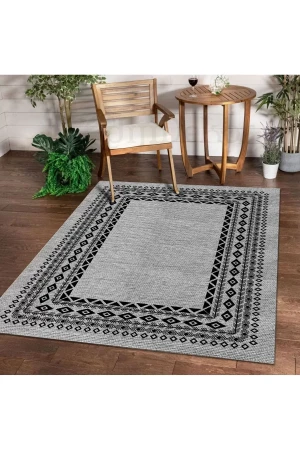 Halı Gri O22136 Yıkanabilir Saçaksız Ince Yolluk Kilim Salon Halısı Modelleri