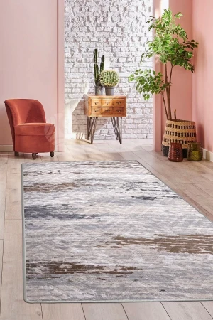 Halı Gri14 Cool Karo Yıkanabilir Saçaksız Kesme Ince Yolluk Kilim Salon Halısı Modelleri