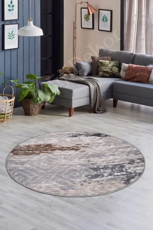 Halı Gri14 Cool Karo Yıkanabilir Yuvarlak Kesme Ince Yolluk Kilim Salon Halısı Modelleri