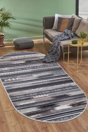 Halı Kahverengi Cool Köln Yıkanabilir Oval Kesme Ince Yolluk Kilim Salon Halısı Modelleri