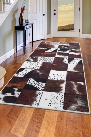 Halı Kahverengi Dr01 Yıkanabilir Saçaksız Kesme Ince Yolluk Kilim Salon Halısı Modelleri