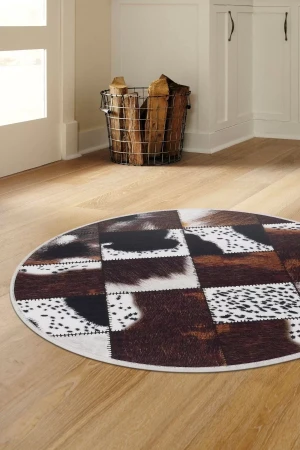 Halı Kahverengi Dr01 Yıkanabilir Yuvarlak Kesme Ince Yolluk Kilim Salon Halısı Modelleri