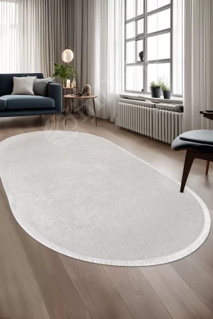 Halı Krem Cool Janjanlı Oval Saçaklı Kesme Ince Yolluk Kilim Salon Halısı Modelleri