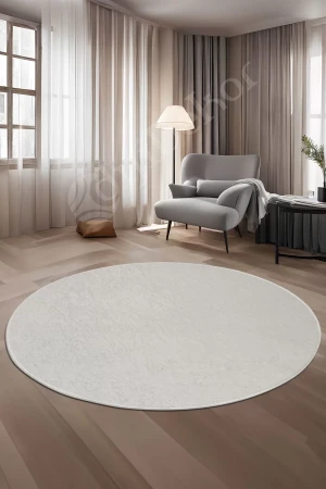 Halı Krem Cool Janjanlı Yuvarlak Kaymaz Kesme Ince Yolluk Kilim Salon Halısı Modelleri
