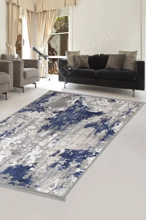 Halı Lacivert Cool Yıkanabilir Saçaklı Delüxe Kesme Yolluk Kilim Salon Halısı Modelleri