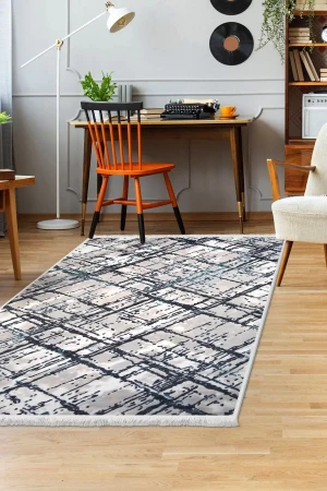 Halı Mavi Trend Yıkanabilir Saçaklı Kaymaz Kesme Ince Yolluk Kilim Salon Halısı Modelleri