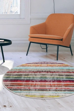 Halı Multi Cool Yıkanabilir Saçaksız Yuvarlak Kesme Ince Yolluk Kilim Salon Halısı Modeli