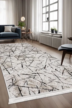 Halı Vizon Cool Karo Yıkanabilir Saçaklı Kesme Ince Yolluk Kilim Salon Halısı Modelleri