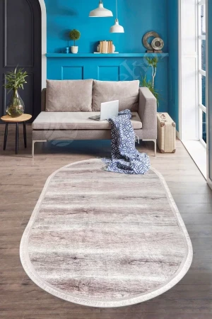 Halı Vizon Cool Ky7005 Saçaklı Oval Kaymaz Kesme Ince Yolluk Kilim Salon Halısı Modelleri