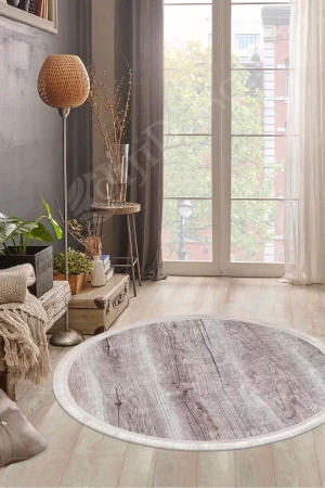 Halı Vizon Cool Ky7055 Saçaklı Yuvarlak Kesme Ince Yolluk Kilim Salon Halısı Modelleri