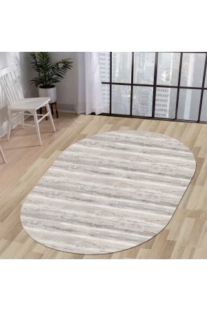 Halı Vizon Cool Ky7055 Yıkanabilir Oval Kesme Ince Yolluk Kilim Salon Halısı Modelleri