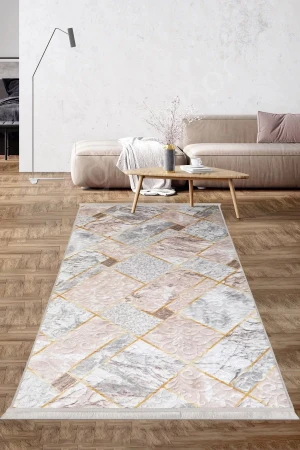 Halı Vizon Cool Yıkanabilir Saçaklı Kare Delüxe Kesme Yolluk Kilim Salon Halısı Modelleri