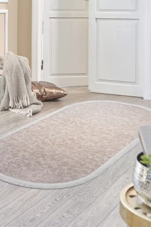 Halı Vizon Elit Yıkanabilir Saçaklı Oval Kesme Ince Yolluk Kilim Salon Halısı Modelleri