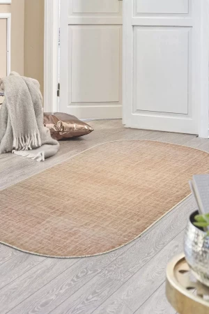 Halı Vizon Stylish Yıkanabilir Saçaksız Oval Kesme Ince Yolluk Kilim Salon Halısı Modeli