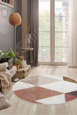 K1270 Multi Saçaksız Dijital Yuvarlak Halı Kaymaz Yıkanabilir Mutfak Antre Salon Halısı