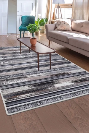 Köln Kahve Saçaksız Dijital Halı Kaymaz Yıkanabilir Yolluk