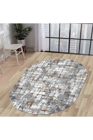 Ky7005 Multi Saçaksız Dijital Oval Halı Kaymaz Yıkanabilir Mutfak Antre Salon Halısı