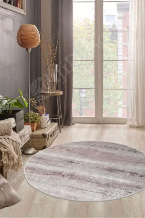 Ky7055 Vizon Saçaksız Dijital Yuvarlak Halı Kaymaz Yıkanabilir Mutfak Antre Salon Halısı