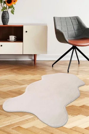 Peluş Halı Açık Vizon Cool Yıkanabilir Şekilli Post Yolluk Kilim Salon Halısı Modeli