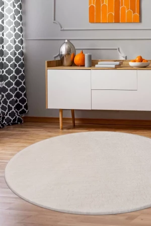 Peluş Halı Açık Vizon Cool Yıkanabilir Yuvarlak Post Yolluk Kilim Salon Halısı Modeli