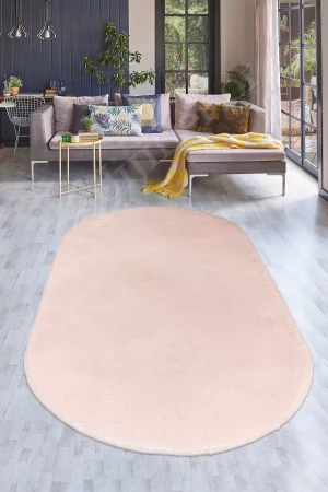 Peluş Halı Pembe Cool Yıkanabilir Oval Post Kesme Yolluk Kilim Salon Halısı Modelleri