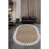 Avangard Oval Halı Pramit Kahve Salon Koridor Antre Mutfak Halısı Silinebilir Ponpon Saçak