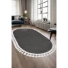 Avangard Oval Halı Sahra Antrasit Salon Koridor Antre Mutfak Halısı Silinebilir Saçaklı