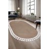 Avangard Oval Halı Sahra Kahve Salon Koridor Antre Mutfak Halısı Silinebilir Saçaklı