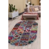 Dijidekor Halı Çok Renkli 9010 Yıkanabilir Oval Kesme İnce Yolluk Kilim Salon Halısı Modelleri